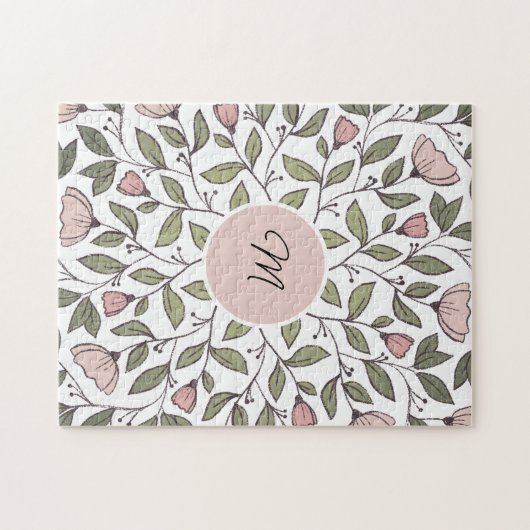 Puzzle Delicate Floral Custom Monogram (Horizontal)