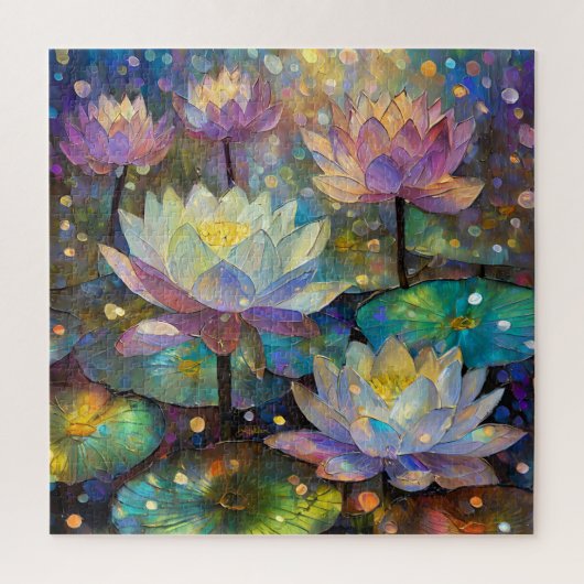 Puzzle Delicate Lotus Flowers Blossoming in the Snow (Vertical)