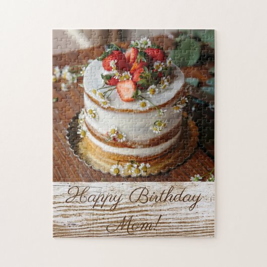 Puzzle Délicieux gâteau haché avec fraises Anniversaire (Vertical)