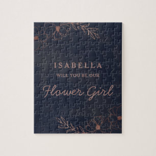 Puzzle Demande de Demoiselle d'Honneur Fleur Bleu Nuit &
