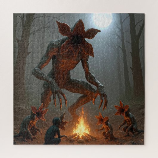 Puzzle Demogorgon Creatures Gathering Around a Campfire (Vertical)