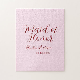 Puzzle Demoiselle d'honneur mauve nom date rose pastel ma