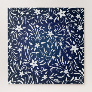 Puzzle Denim Blooms : Floral Pattern Arrière - plan