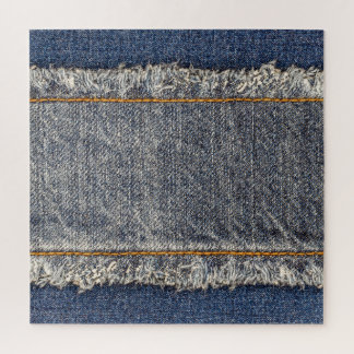 Puzzle Denim Blue Jeans : Décontracté Double Patch