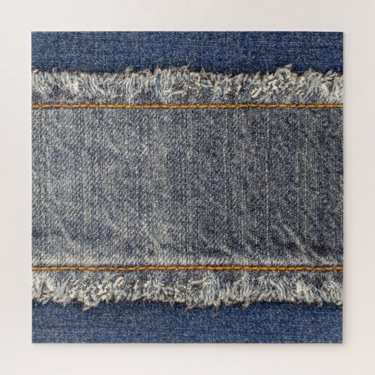 Puzzle Denim Blue Jeans : Décontracté Double Patch (Vertical)