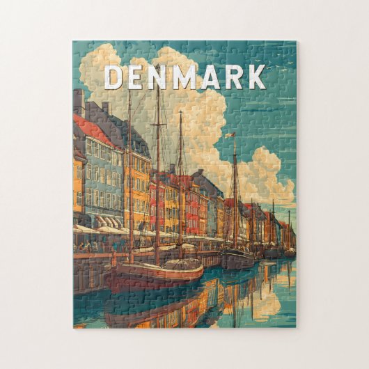 Puzzle Denmark Illustration Travel Art Vintage (Vertical)