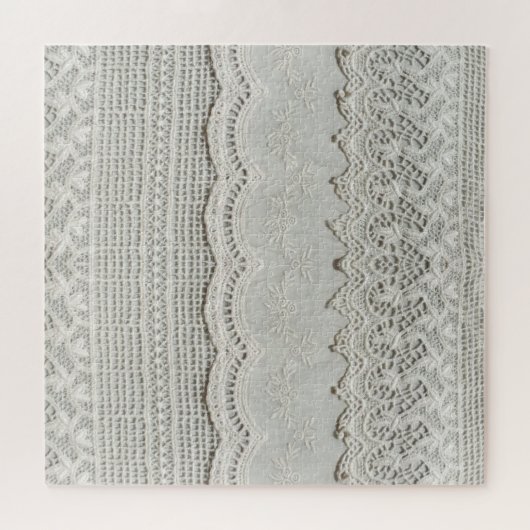 Puzzle Dentelle blanche subtile, gros plan textile. (Horizontal)