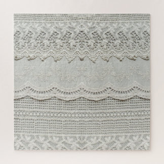 Puzzle Dentelle blanche subtile, gros plan textile.