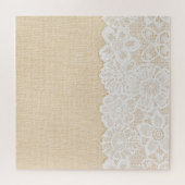 Puzzle Dentelle blanche sur la conception du tissu. (Horizontal)