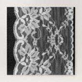 Puzzle Dentelle florale blanche : arrière - plan noire. (Horizontal)