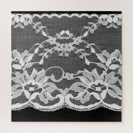 Puzzle Dentelle florale blanche : arrière - plan noire. (Vertical)