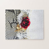Puzzle Dentelle romantique de rose rouge et de blanc (Horizontal)