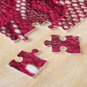 Puzzle Dentelle rouge : textile jacquard élastique. (Côté)