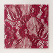 Puzzle Dentelle rouge : textile jacquard élastique. (Horizontal)