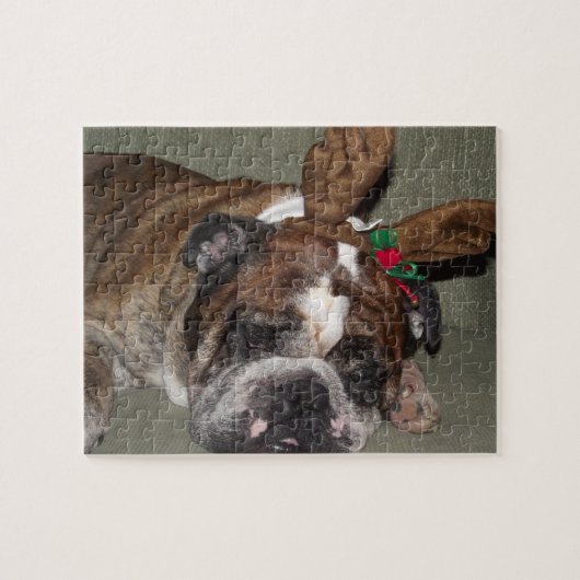 Puzzle denteux de renne de chiot de bouledogue (Horizontal)