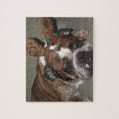 Puzzle denteux de renne de chiot de bouledogue (Vertical)