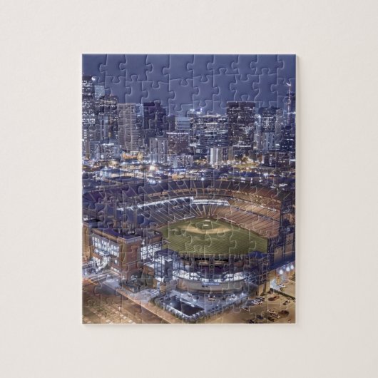Puzzle Denver City Skyline et Coors Field la nuit (Vertical)