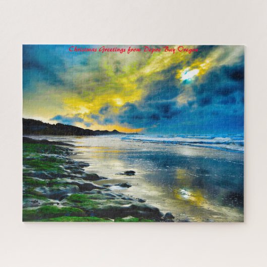 Puzzle Depoe Bay Oregon. voeux de Noël (Horizontal)
