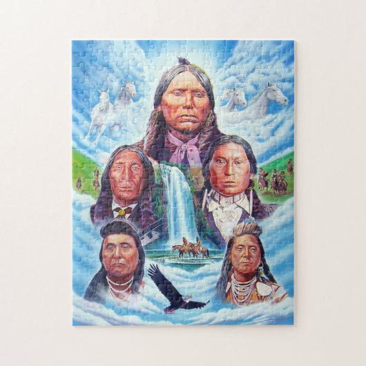 Puzzle Des Amérindiens peignent des chefs indiens célèbre (Vertical)