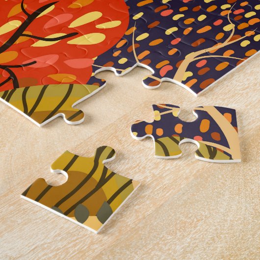 Puzzle Des arbres d'automne stylisés, des motifs de forêt (Côté)