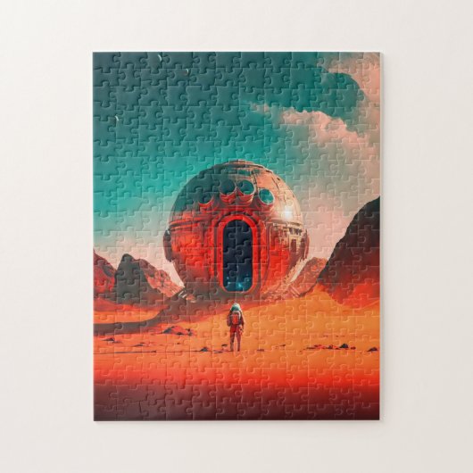 Puzzle Des astronautes humains explorent une planète Alie (Vertical)