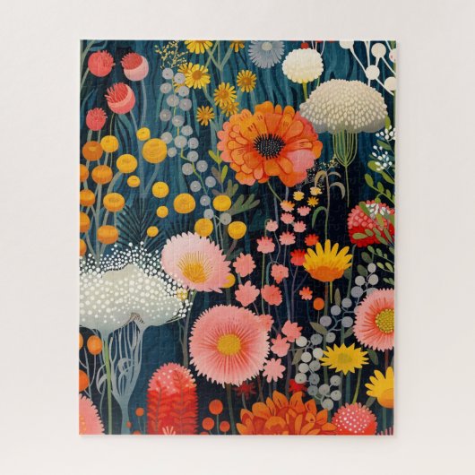Puzzle Des Blooms Vibrants Peinture Fleur sauvage Whimsic (Vertical)