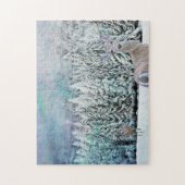 Puzzle des cerfs et des arbres d'hiver de neige (Vertical)