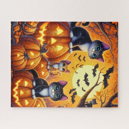 Puzzle des chats d'Halloween (Horizontal)