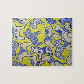 Puzzle des Chevaux de Dala Bleu et Blanc (Horizontal)