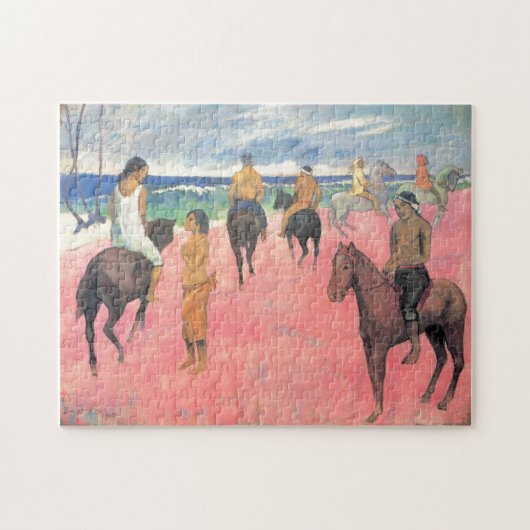 Puzzle Des cyclistes sur la plage Gauguin Tahitian Peintu (Horizontal)