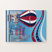 Puzzle Des enfants volent sur une montgolfière patriotiqu (Horizontal)
