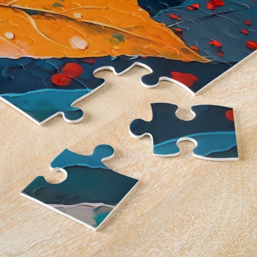 Puzzle Des feuilles boisés d'automne peints. Feuillage d' (Côté)