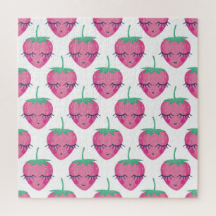Puzzle Des fraises endormies, mignonnes motifs.