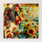 Puzzle des fruits et des fleurs aquarelles (Horizontal)