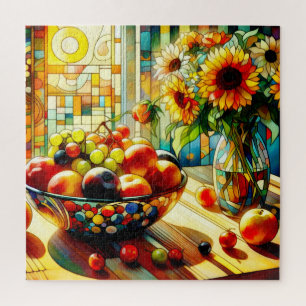 Puzzle des fruits et des fleurs aquarelles