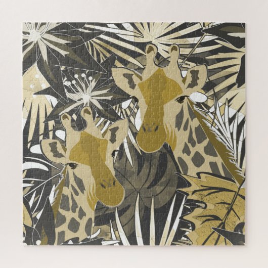 Puzzle Des girafes dans la forêt nocturne. (Vertical)
