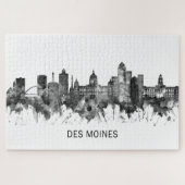 Puzzle Des Moines Iowa Skyline BW (Horizontal)