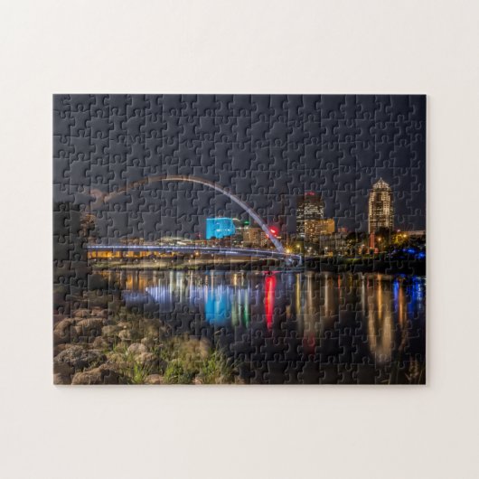 Puzzle Des Moines skyline la nuit (Horizontal)