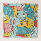 Puzzle Des monstres mignons de style boho, sans soudure. (Horizontal)