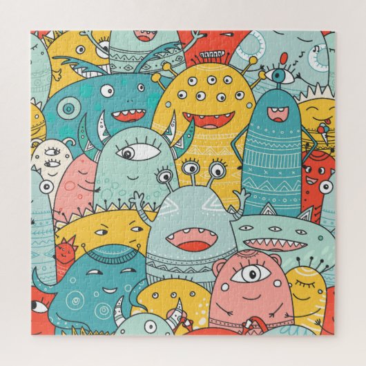 Puzzle Des monstres mignons de style boho, sans soudure. (Vertical)