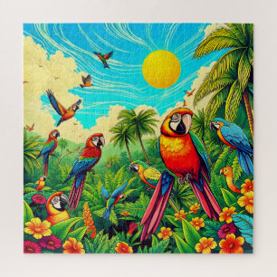 Puzzle Des perroquets colorés