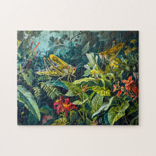 Puzzle Des sauterelles vertes dans un jardin d'herbes