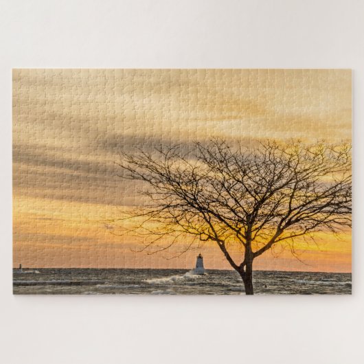 Puzzle Des vagues s'écrasent dans la lumière de Ludington (Horizontal)