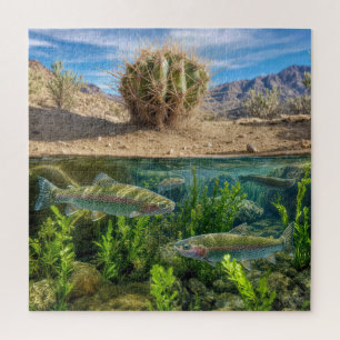 Puzzle Désert avec lac souterrain avec truite arc-en-ciel