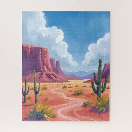 Puzzle Desert Canyon | Cactus Nature Landscape (Vertical)