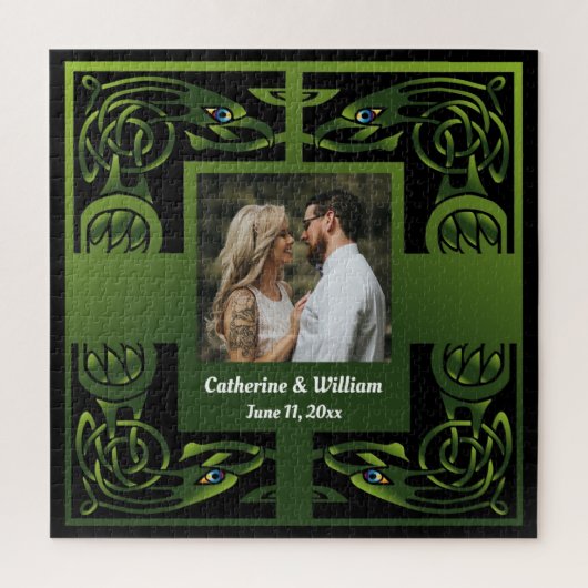 Puzzle Design Celtique irlandais traditionnel vert (Vertical)