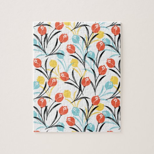 Puzzle Design floral Motif de Tulipe en blanc (Vertical)