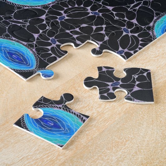 Puzzle Design kaléidoscope bleu/noir/violet (Côté)