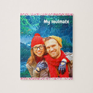 Puzzle design moderne et personnalisé coeur rouge