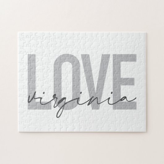 Puzzle Design moderne, simple, urbain, cool Love Virginia (Horizontal)
